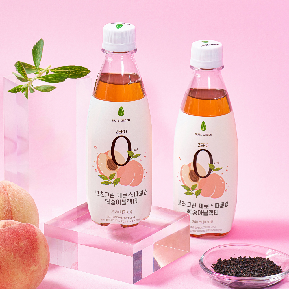 넛츠그린 제로스파클링 복숭아블랙티